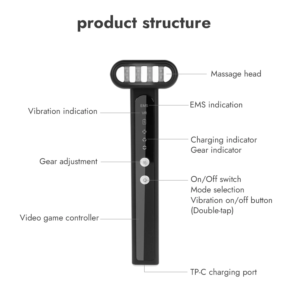 Массажер для лица вращающаяся на 360 градусов головка микротоковый вибрационный