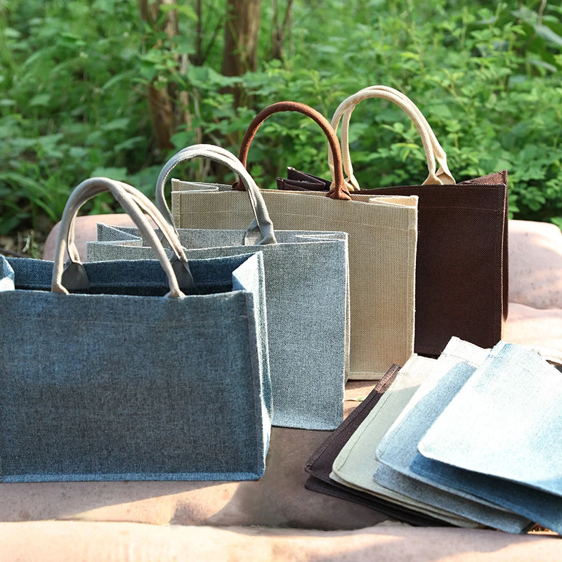 Сумка-тоут женская льняная простая модная сумка большой емкости Портативная