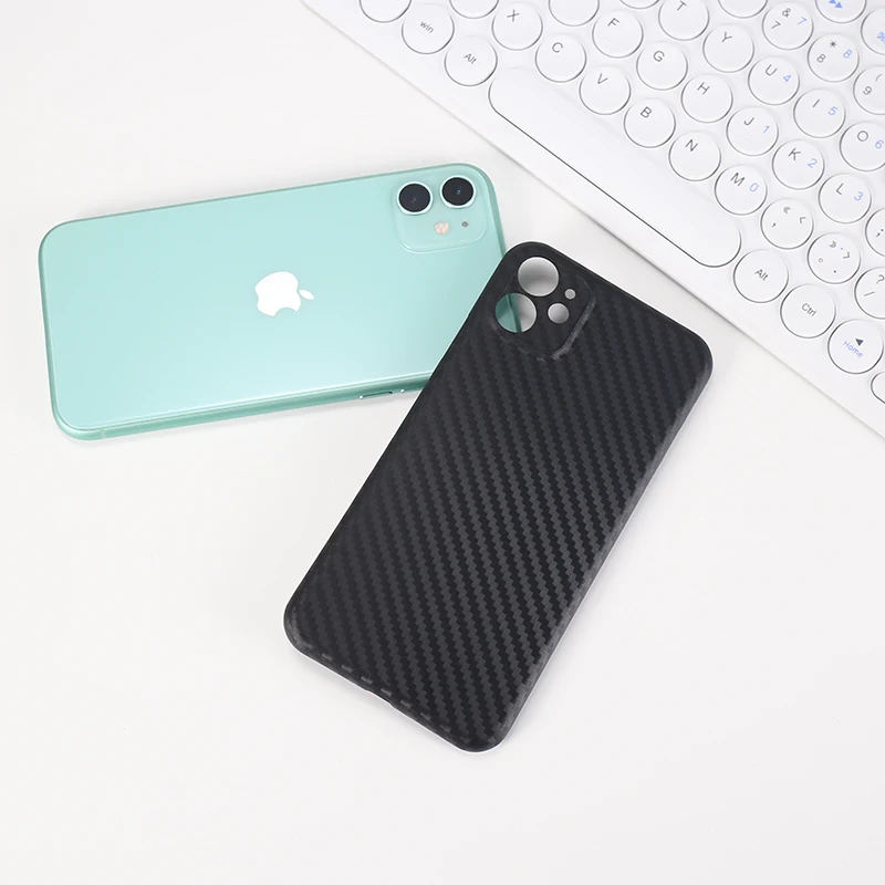 

For iPhone 11 pro max x xs max xr 7 8 plus Thin Plastic Protective Cover Luxury Carbon Fibre Cases Ultrathin PP 0.4mm Case