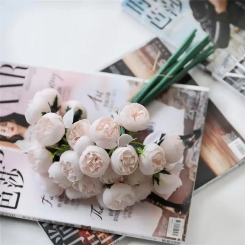 Искусственные цветы пиона 27 головок для домашнего декора ВАЗ букет невесты