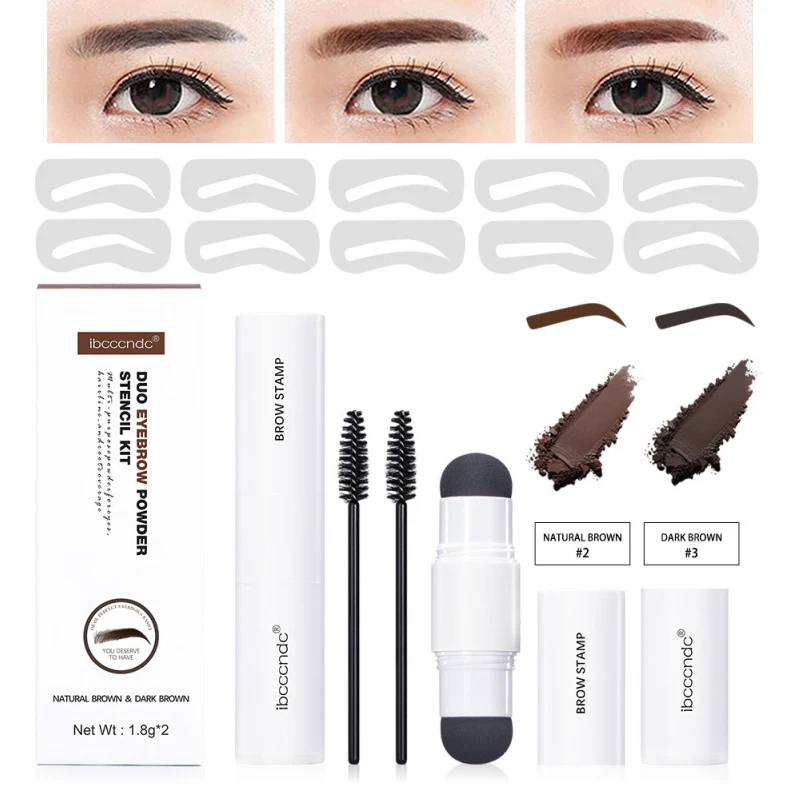 

Double Head Eyebrow Stamp Shaping Kit With 2 Eyebrow Brush 10 Eyebrow Powder Stick Hair Line Contour Cosmetics Make Up