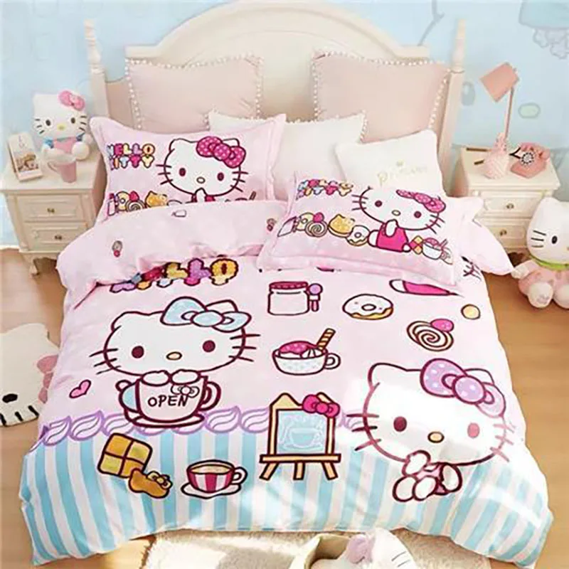 

Kawaii Sanrio My Melody Cotton Bedding Set Four-Piece Double Bedding Quilt Cover Pillowcase Queen Size Sheet Home Textile Gifts