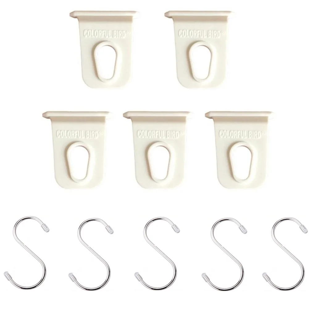 

5 Pack RV Awning Hook Ring Hanging Clothes Lights Awning Rail Hook Ring With S Hooks Motorhome And Caravan Hanger Car Accessorie