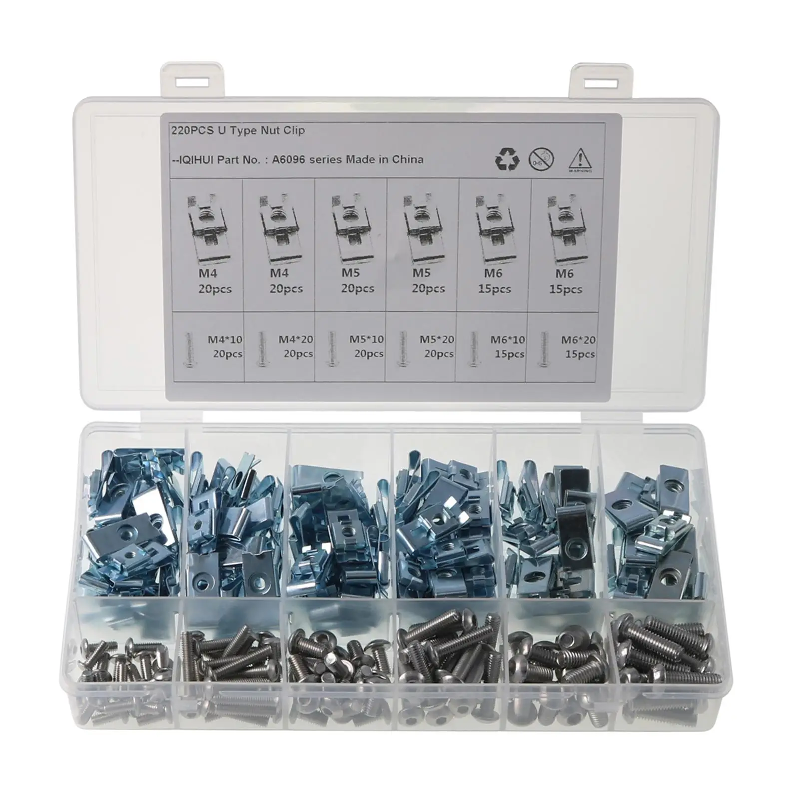 

220 Pieces U Type Clips Nuts and Screws Kit for Car Door Panel Auto