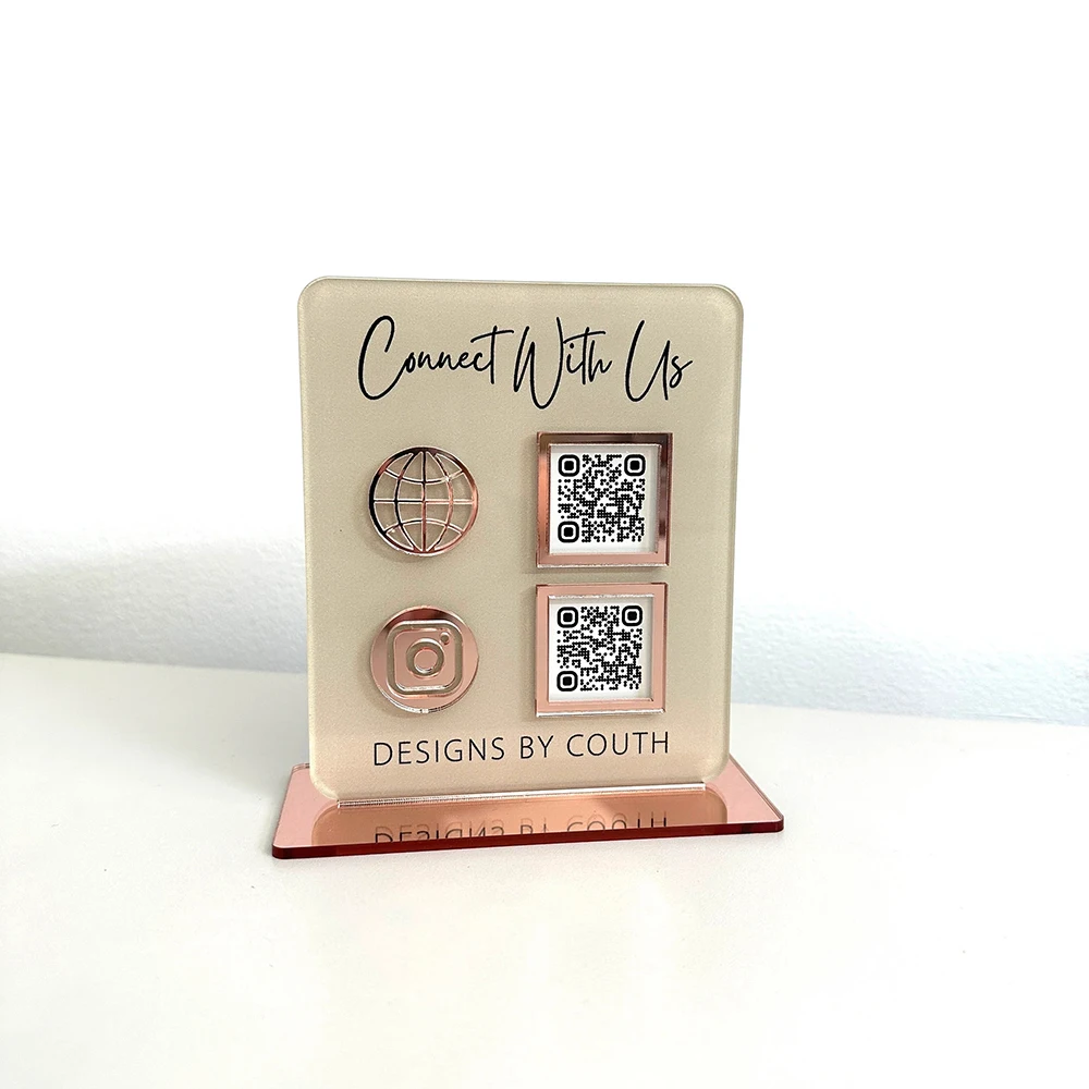 Фото Персонализированная акриловая подставка для QR-кода с индивидуальной печатью, подходит для розничных магазинов, для увеличения числа подписчиков в соцсетях №3