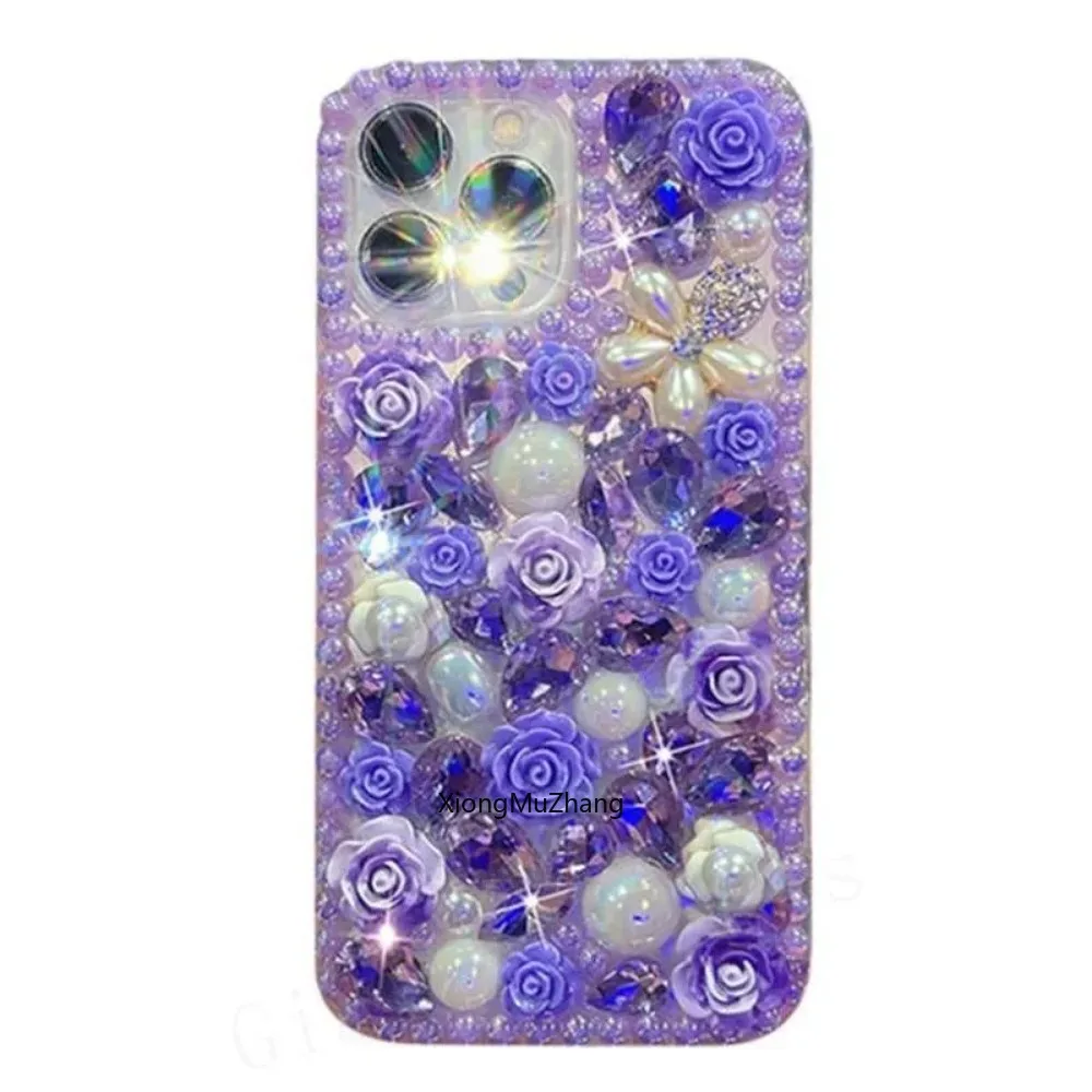 Модный полностью блестящий чехол ручной работы с жемчужинами и цветами для Nokia G10