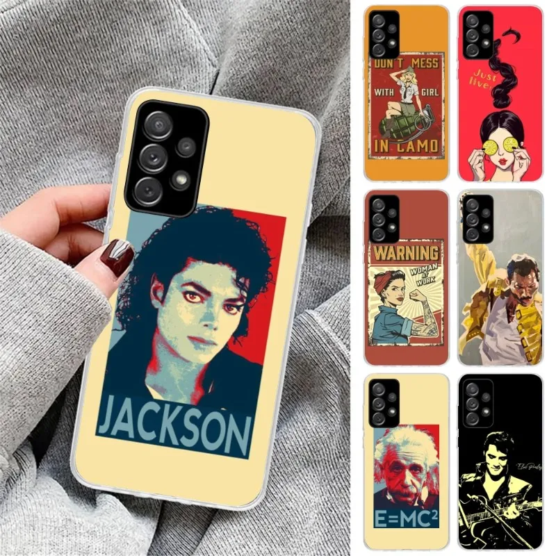 

Классический ретро-чехол для телефона с постером для Samsung Galaxy S23 S22 S21 Plus Ultra A12 A32 A53, прозрачный чехол для телефона
