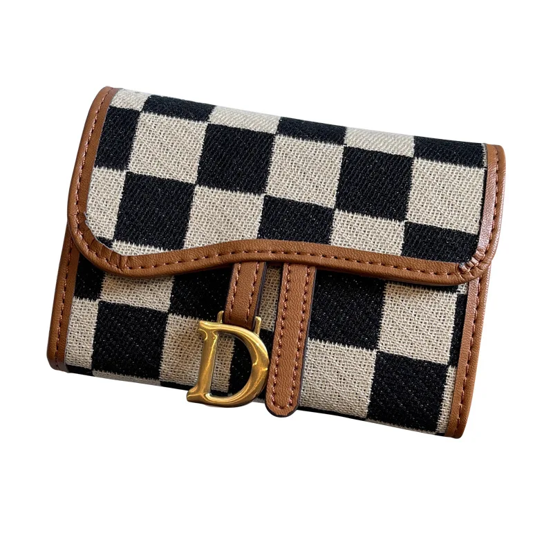 Fashion Check Pattern Card Holder Women Genuine Leather Card Bags For Driving License Credit Busines Cards Cowhide Coin Purse