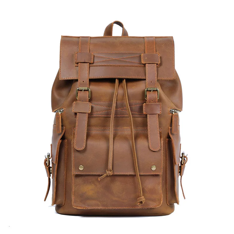 

Рюкзак AETOO мужской из воловьей кожи, ранец из первого слоя кожи Крейзи Хорс в стиле ретро, сумка для путешествий, тренд для отдыха