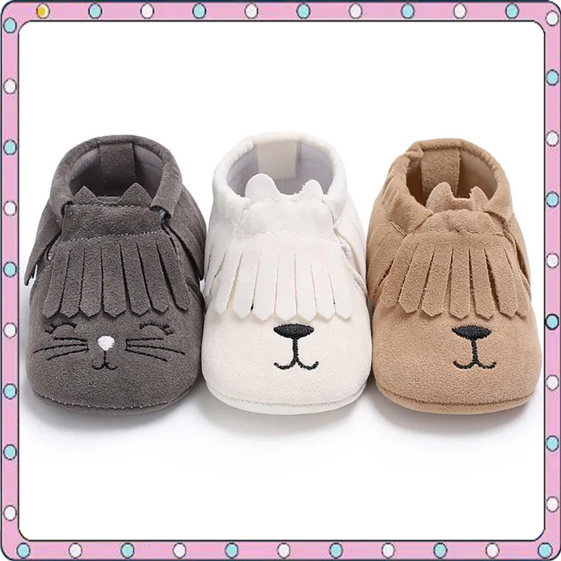 

Fashion Newborn Infant Cute Baby Shoes Boy Girl Cartoon Babe First Walkers Sofe Sole Princess Fringe Crib Shose Casual Moccasins