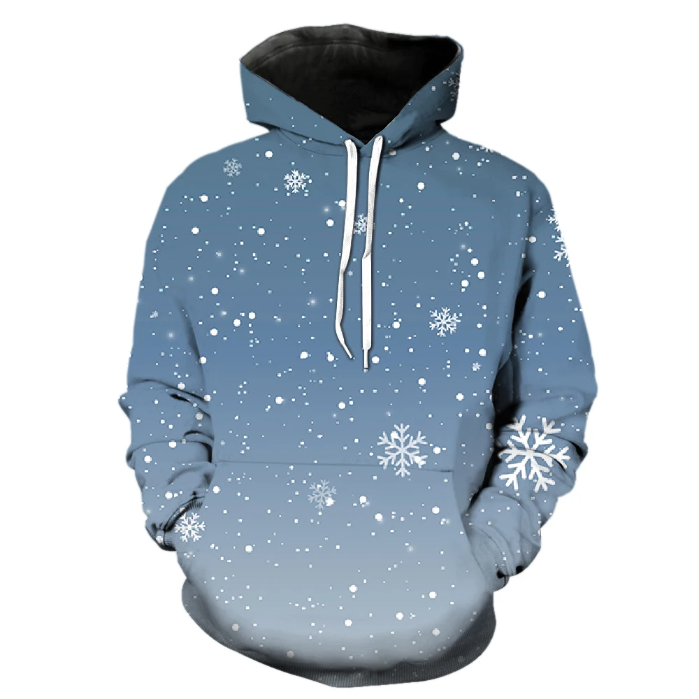 

Winter Snowflakes Men's Hoodies Funny Fashion With Hood Jackets Cool Pullover Long Sleeve Unisex Streetwear Tops 3D Print Spring