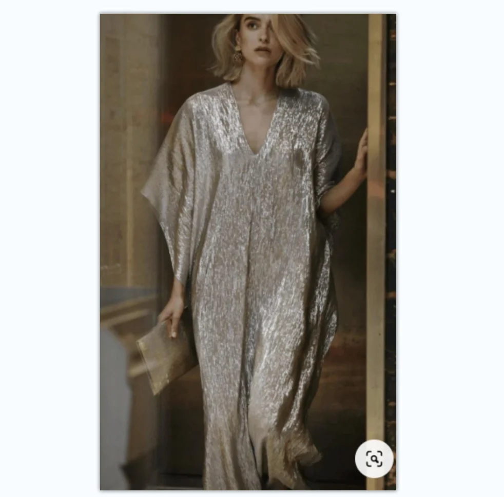 2023 New Sprinkled Gold Loose V-neck Bat Sleeve Elegant Senior Banquet Evening Dress