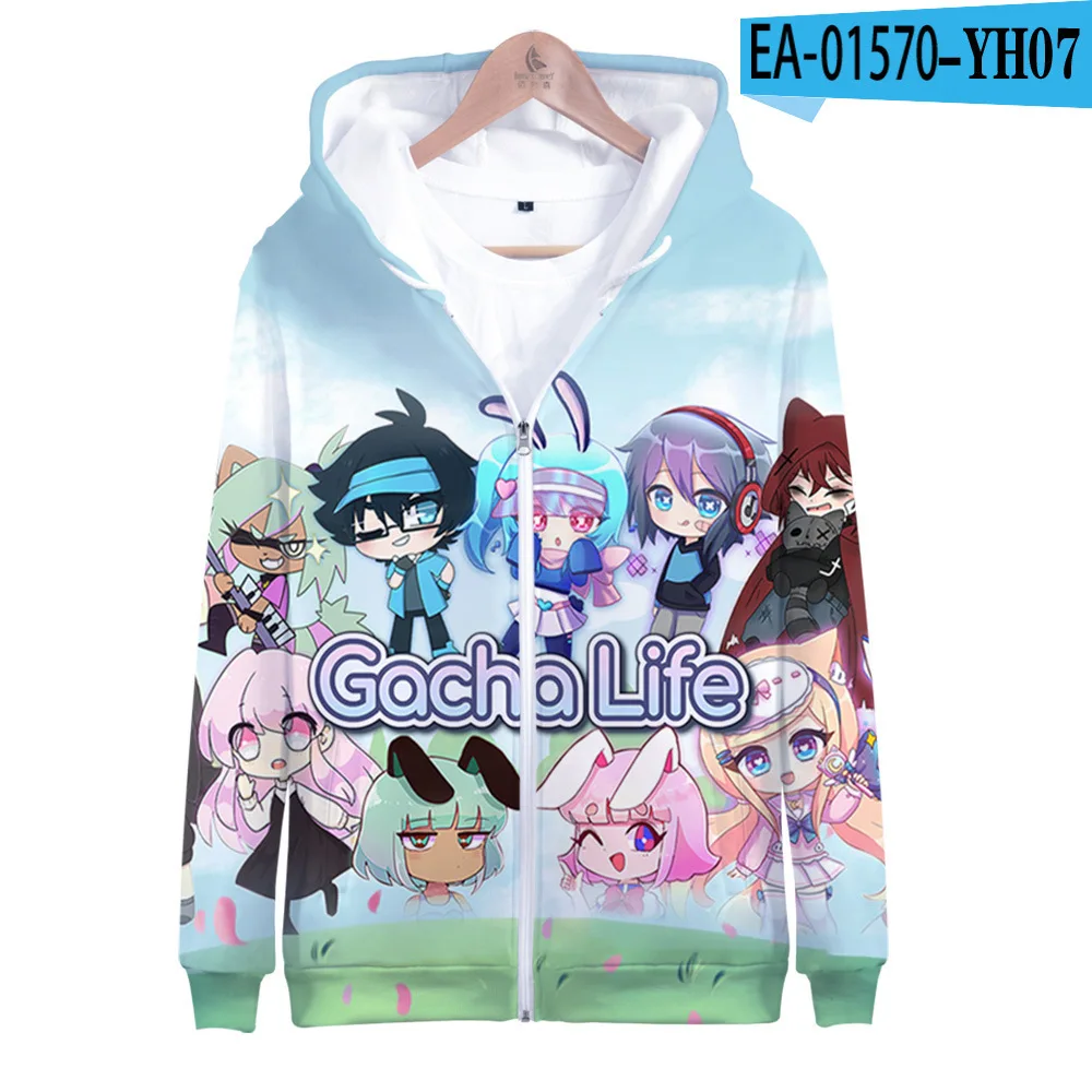 Men/Women Zipper Hoodies Gacha Life Clothes 3D Print Game Fashion Sweatshirt Long Sleeve Coat Zipper kids Hooded Jackets