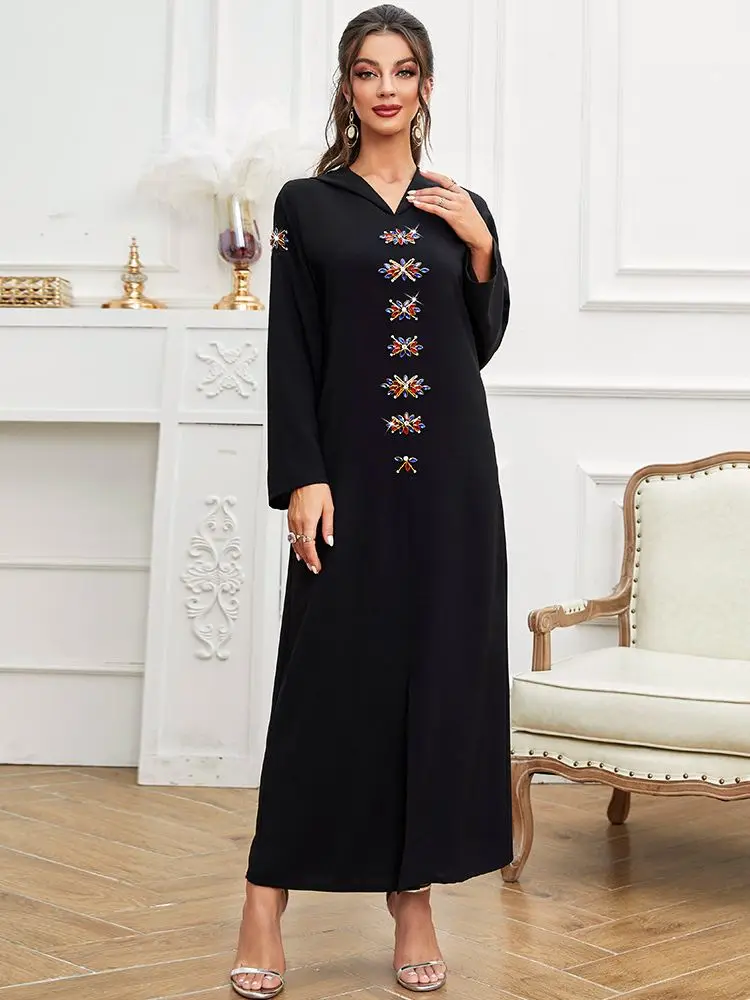 Рамадан Eid Mubarak, черная модель, Турция, ислам, арабский хиджаб, платье, кафтан, женский халат, женский халат