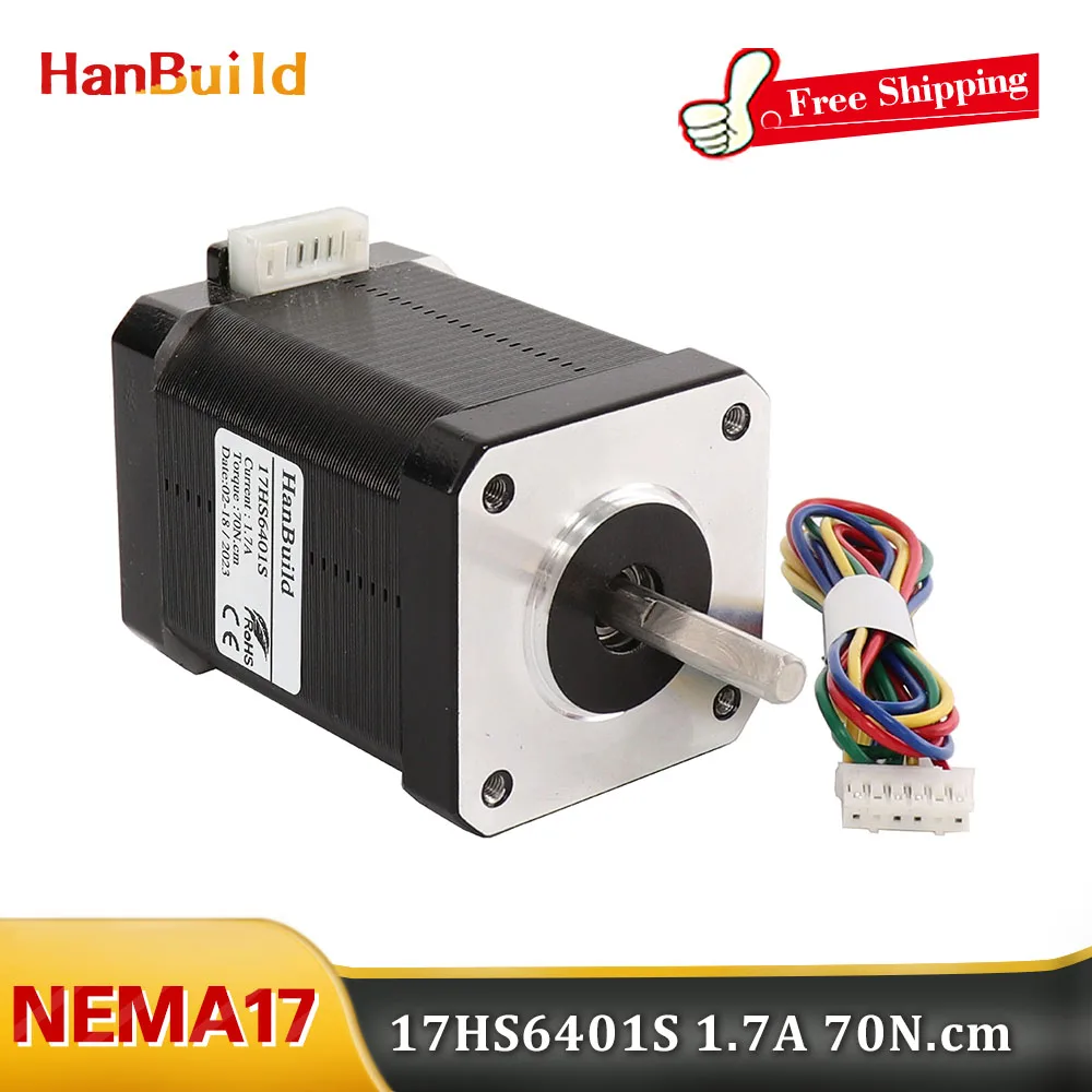 

17HS6401S Free shipping Nema 17 Stepper Motor 60mm 70N.cm 4-lead Nema17 Step Motor 12V 1.7A for DIY CNC Robot