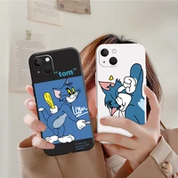 soft silicone tom cat phone case for iphone 11 12 pro max 13mini camera protection xs x xr 7 8 plus 2022 two color shockproof