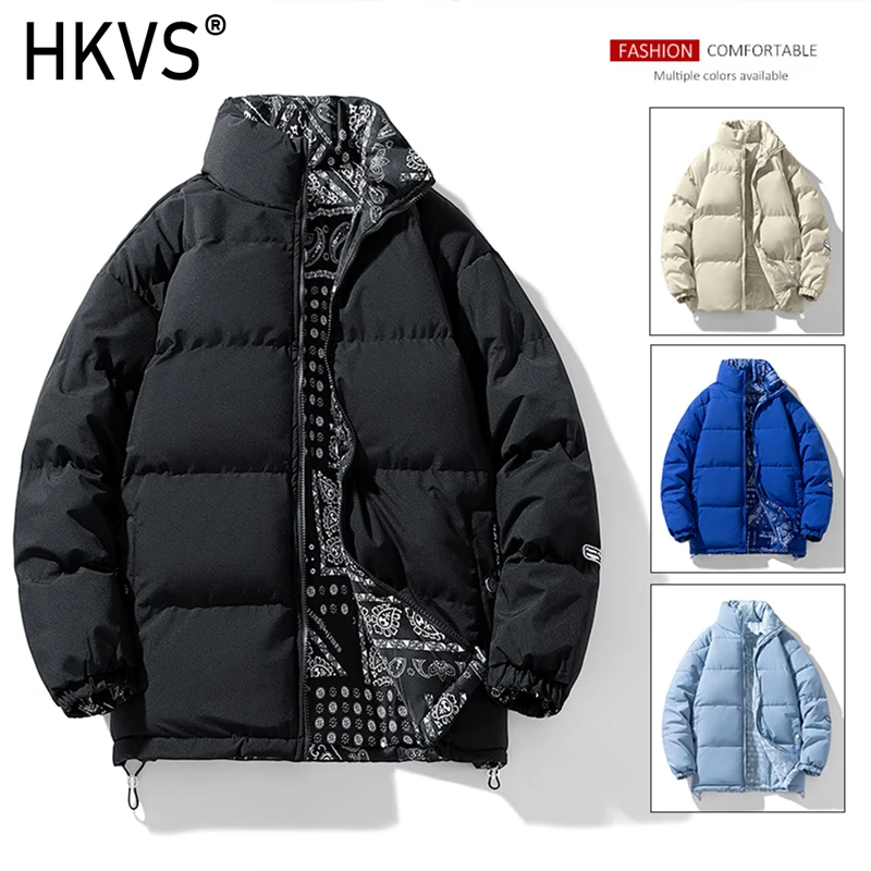 

2023 Warm Cotton Coat Double-sided Wearing Men's Cotton-padded Jacket Loose Fashionable Plus Bubble Size Student Puffer Jacket