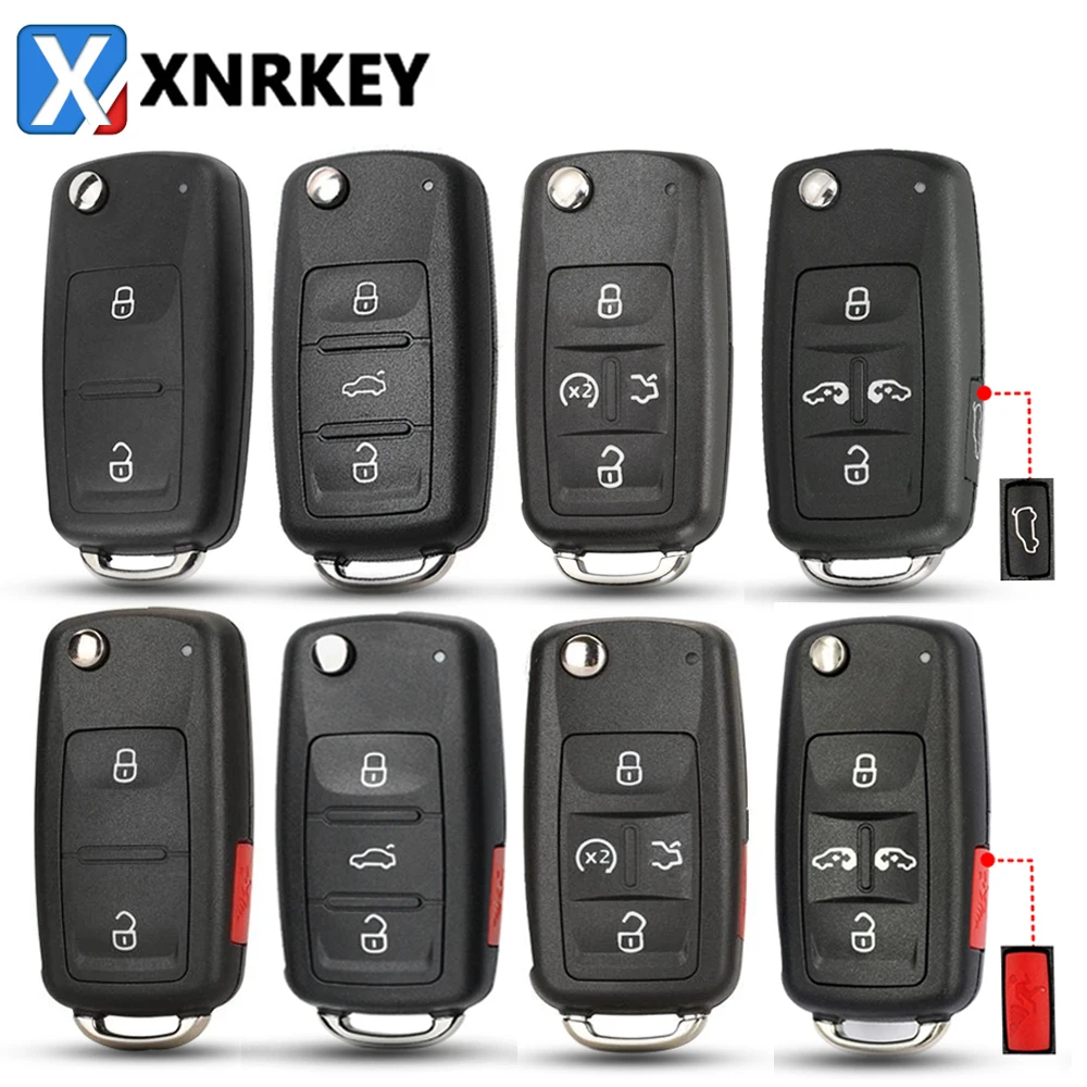 

XNRKEY 2/3/4/5 Button Flip Remote Car Key Shell Fob for VW Volkswagen Tiguan Golf Sagitar Polo MK6 Touareg Seat Key Case Cover