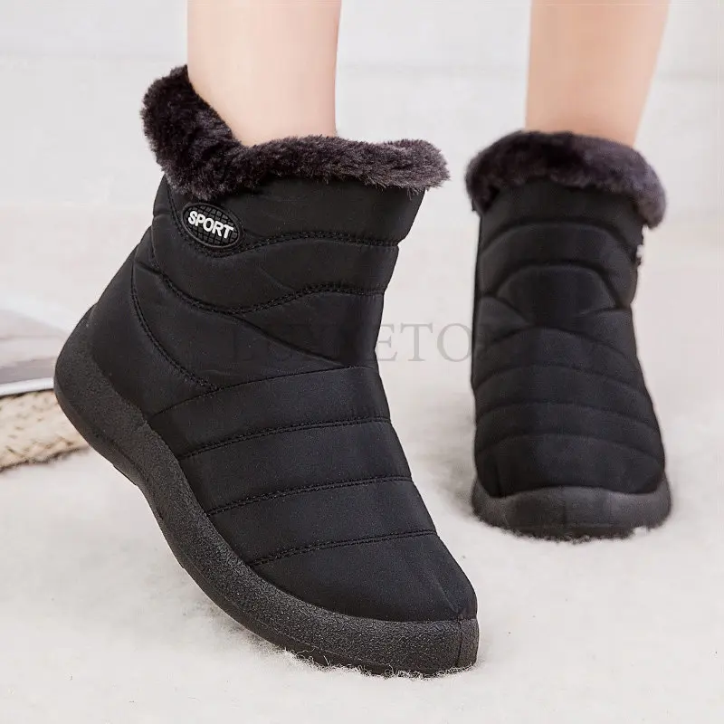 

Women Boots Winter Shoes Woman Snow with Fur Botas Mujer Waterproof Ankle Cotton Female Booties