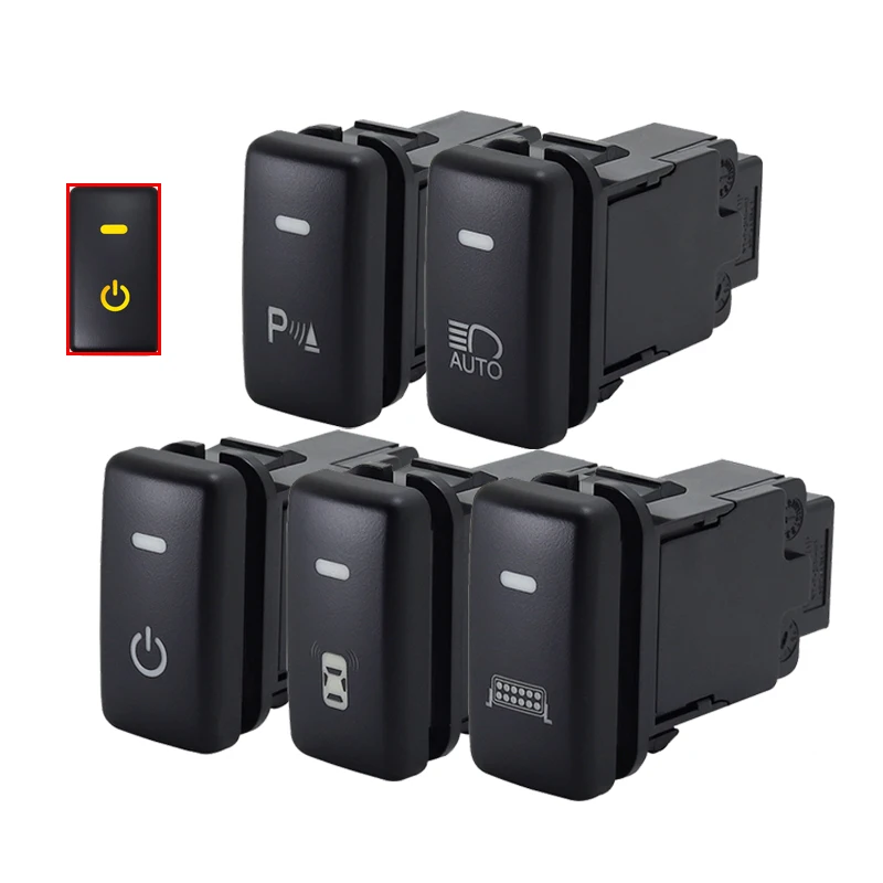 

Orange Light Car P-Radar Headlight Radar Parking Sensor Spotlight Button Switch with Connecting Wire for Toyota LC76