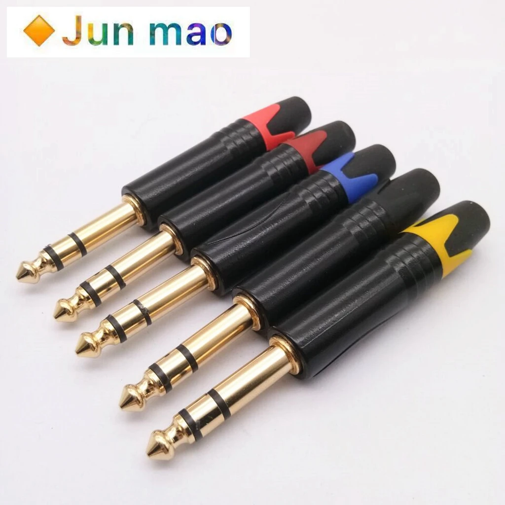 

1pcs Gold Plated microphone plug 6.5 stereo plug internal thread black body 6.35 plug large three core 6.5 head color