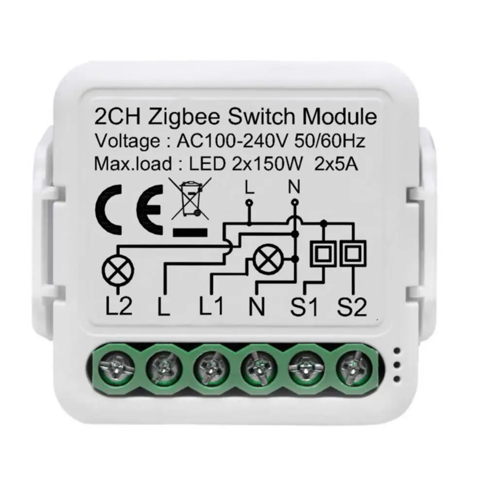 

Переключатель дистанционного управления Zigbee 3,0, не требует нейтрального провода, работает с приложением для умного дома, поддерживает двух...