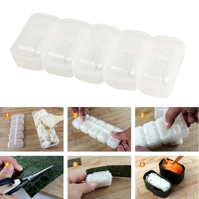 

Japan Nigiri Sushi Mold Rice Ball 5 Rolls Maker Non Stick Press Bento Tool Japanese Food Sushi Tool Kitchen Accessories