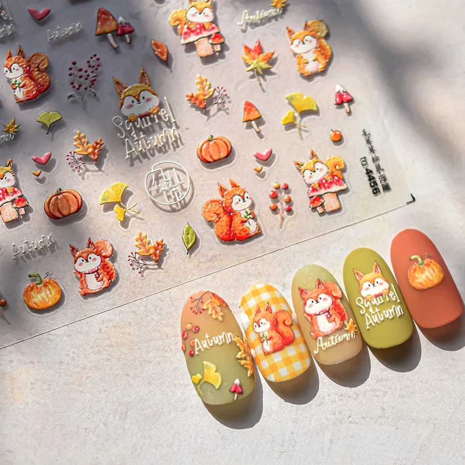 Осенняя наклейка из рододендрона белки тыквы гинкго Листьев сердца грибов