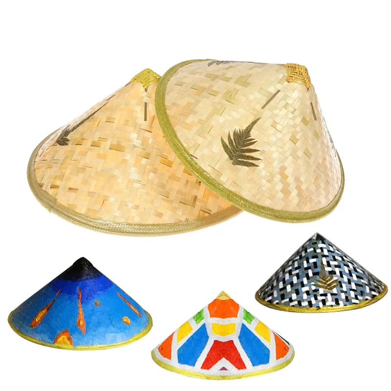 

DIY-Graffiti Sunshade Hat for Women and Men, Bamboo Sun Hat Farmer Fishing Hat Sunshade and Rainproof WovenTravel Straw Hat