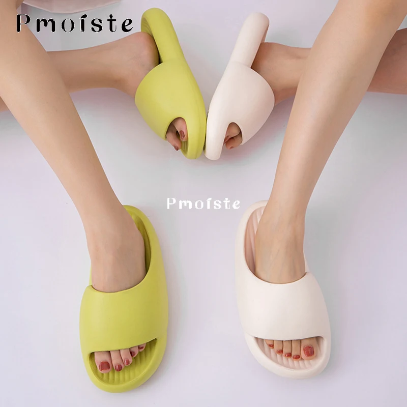 Solid Color Couple Home Slippers 4CM EVA Platform Shoes Indoor Massage Light and Silent Slippers Simplicity Bathroom Shoes