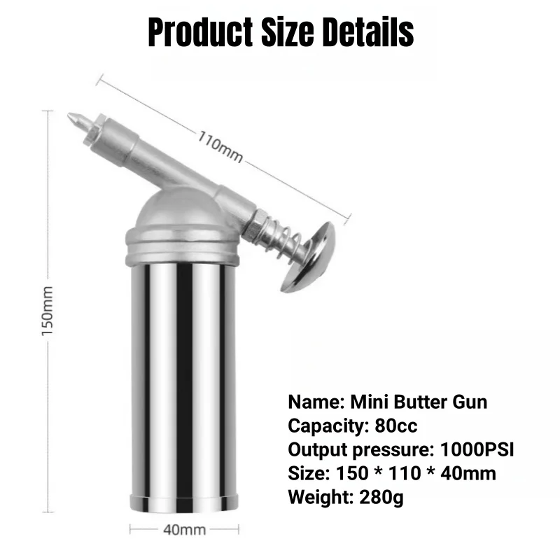 

Ручной Мини-смазочный пистолет, инструмент для ремонта 80 куб. См, Выходное давление 1000psi