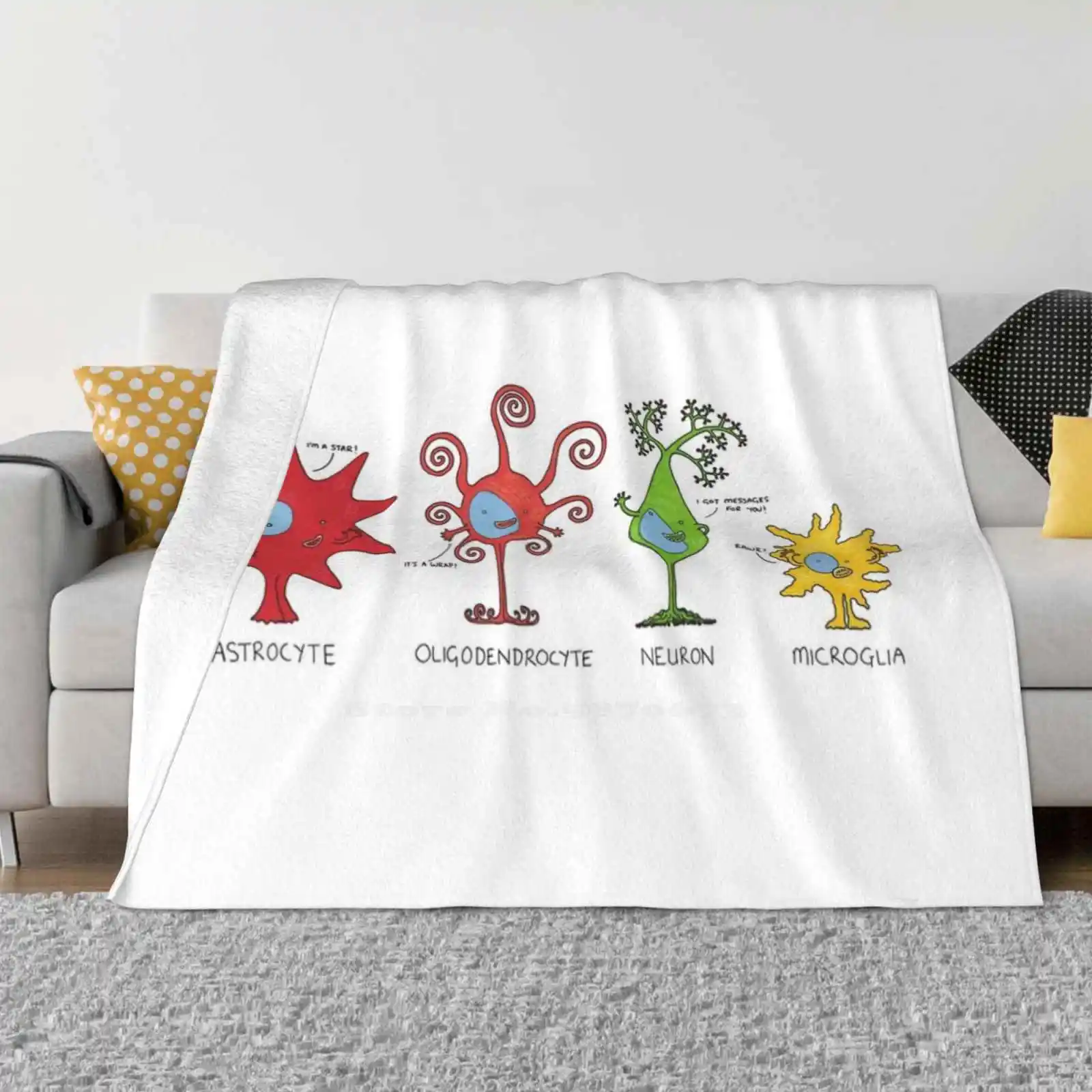 

Meet Your Brain Cells!-Wide Hot Sale Printing High Qiality Warm Flannel Blanket Cells Biology Bioscience Brain Cell Neurone