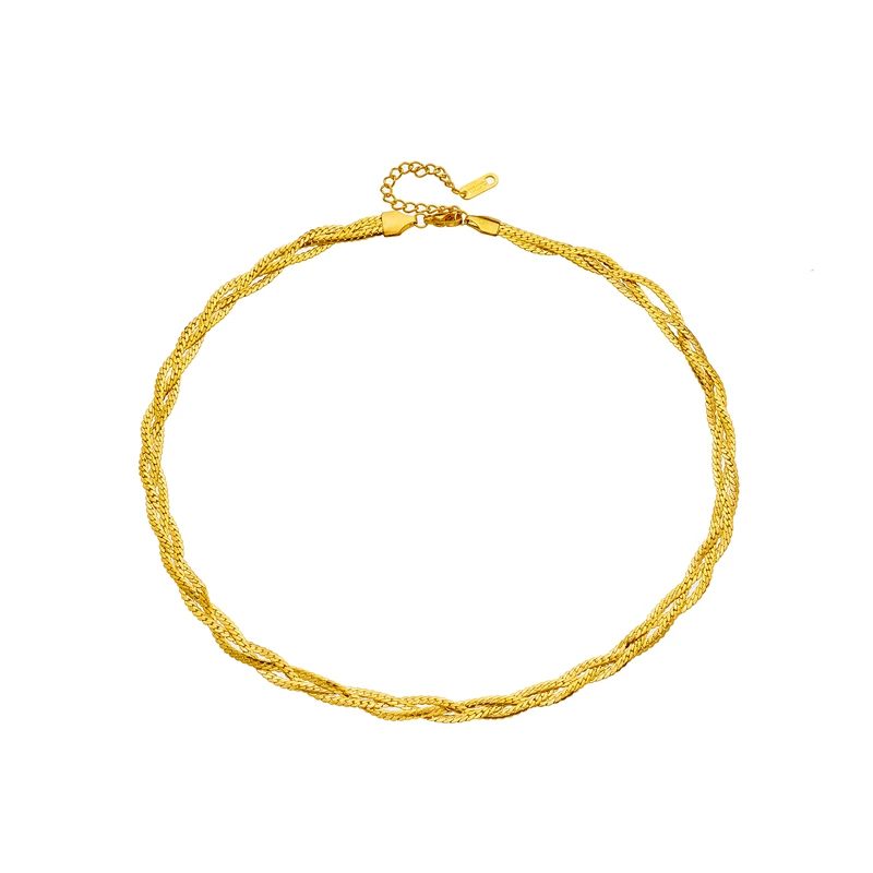 ДИЕУРО 316L Нержавеющая сталь Золотого цвета Тройная цепочка Перекрестный ожерелье для женщин Новый тренд Девочки Шея Шокер Ювелирные изделия Подарки.