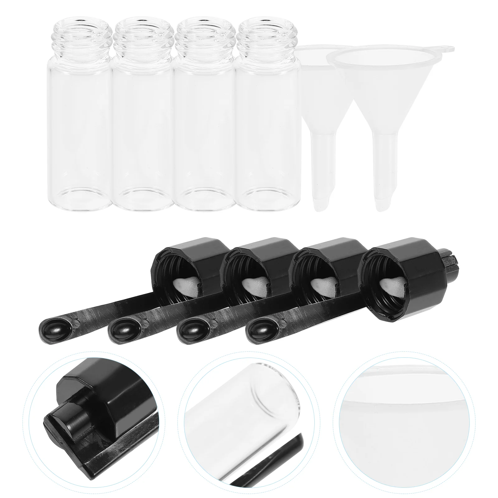 

6Pcs Convenient Glass Storage Bottles with Spoons Practical Funnels Set