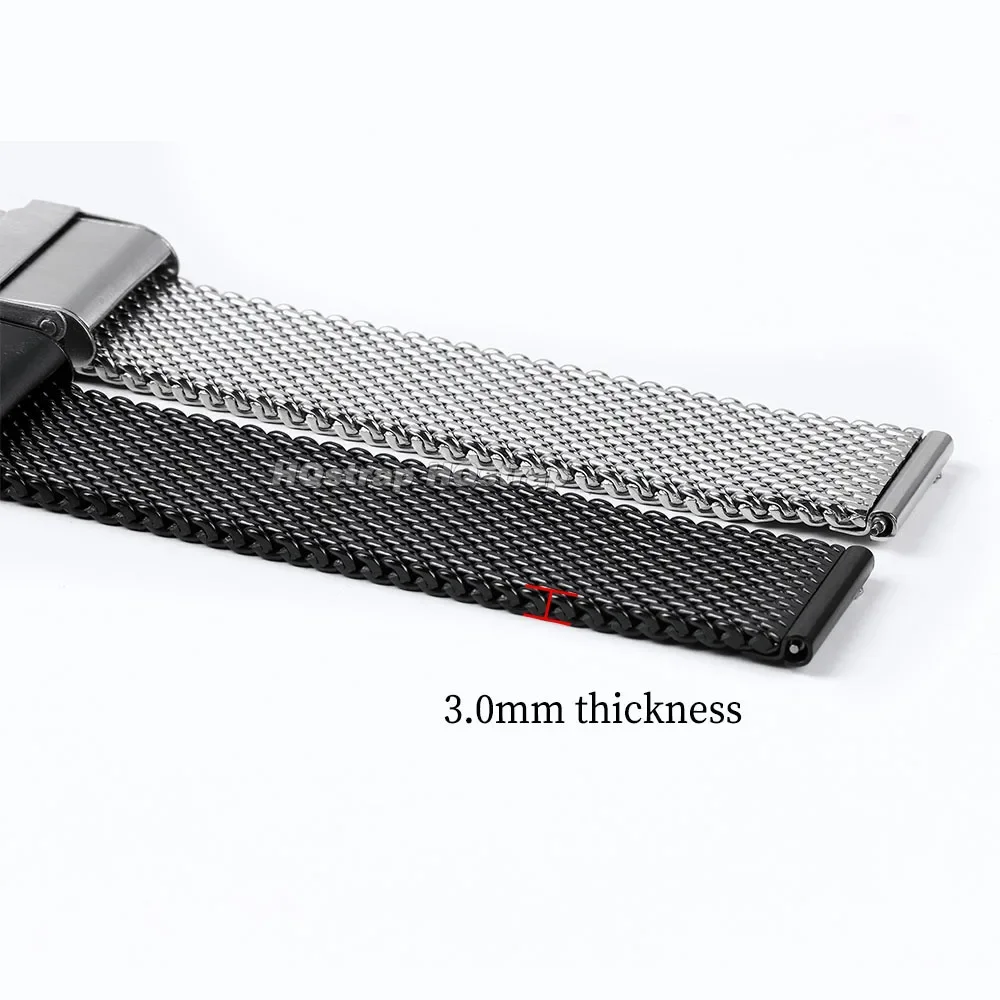 1.0mm Milanese Mesh Strap 18mm 20mm 22mm 24mm Watch Band 3mm Thick Stainless Steel Wristband Universal Folding Buckle Bracelet (art.: 3920cb46c2e2a) - 3920cb46c2e2a