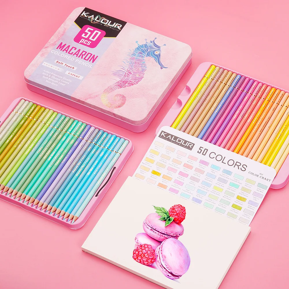 Najtaniej KALOUR Nowy 50 Kolorów Macaron Kolor Ołowiu Artystyczny Obraz Zestaw Kredek Graffiti Wypełnienie Kolorowy Ołówek Prezent Szkolne