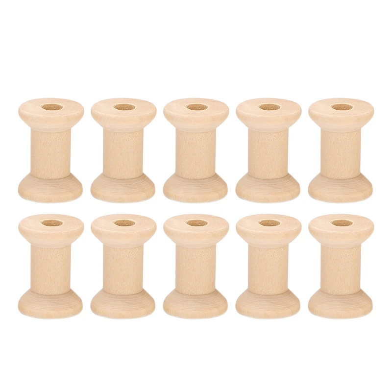 10 шт., катушки из пустых деревянных ниток натурального цвета 29 мм x 23 мм