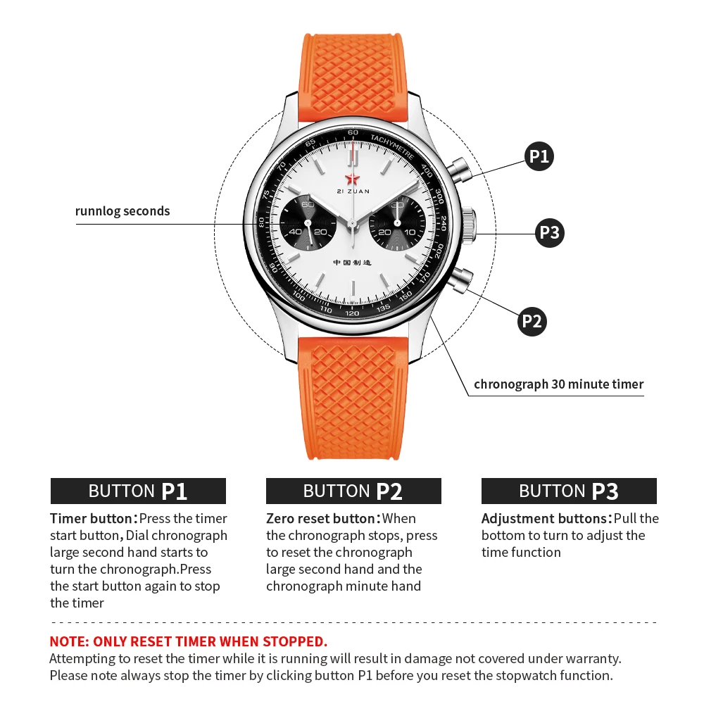 Механические наручные часы Red Star Panda 1963 хронограф st1901 мужские с гибкой шеей 40 мм