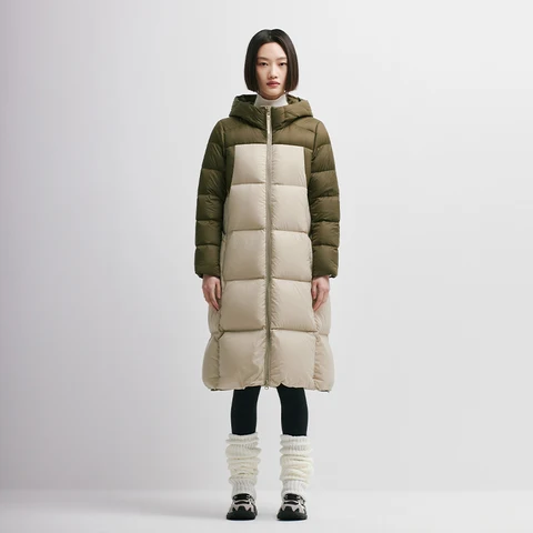 Chericom женский длинный зимний пуховик выше колена с капюшоном, толстое теплое пальто в тон, мягкая стеганая куртка на утином пуху 298105