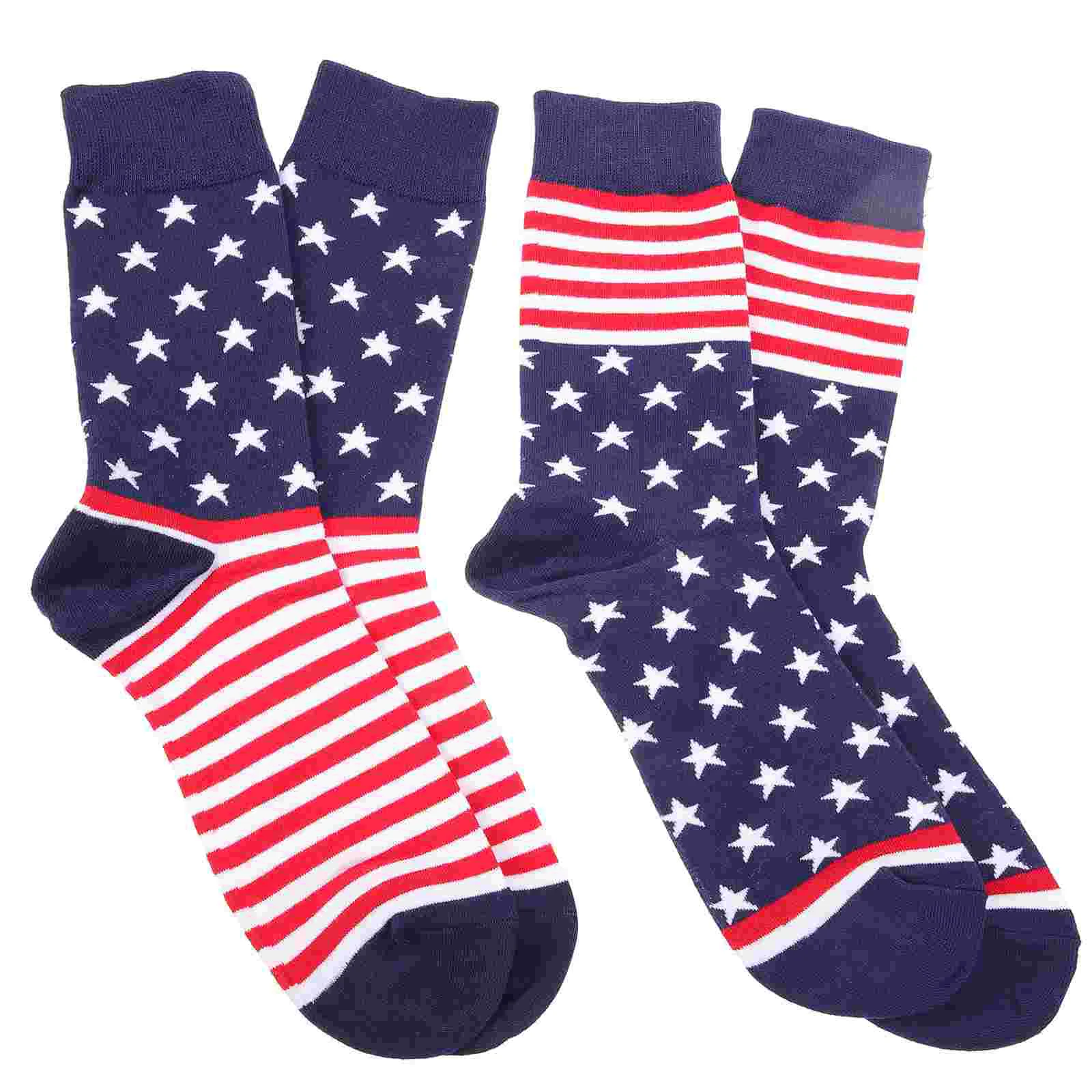 

2 Pairs American Flag Socks Cotton Socks Funny Stockings Tube Socks for Men Women