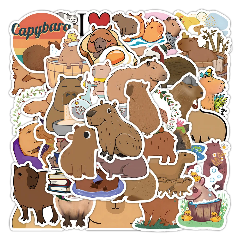 

Capybara Stickers Pack Animal Cute Scrapbooking Aesthetic Stationery Bike Skates Decals Sticker Child Phone Cases Planner