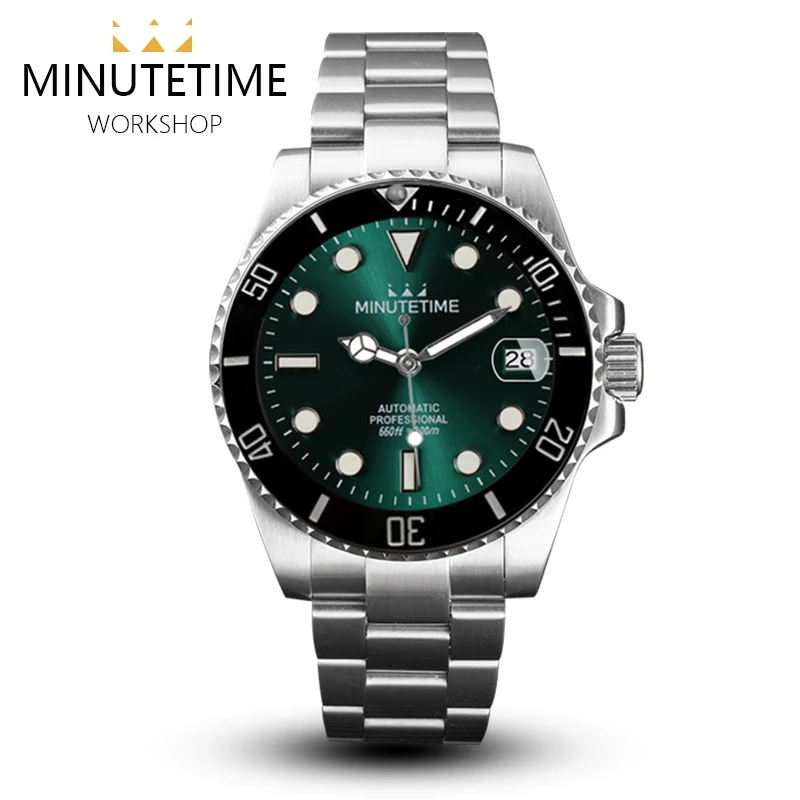 

Custom Logo Men Automatic Mechanical Wristwatches NH35 Stainless Steel Sapphire Glass 40mm Submarine Luminous Relogio Masculino