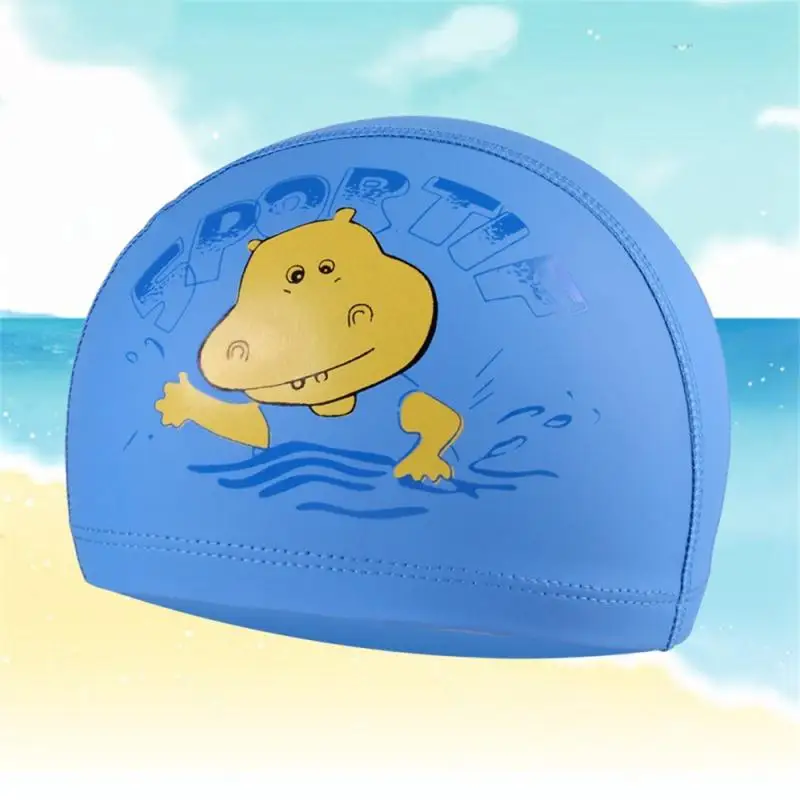 Pu Coated Swimming Cap Pu Coating Unisex Swimming Cap 3d Fitting Design Hair Care Cartoon Swimming Cap Cute Print Water Proof