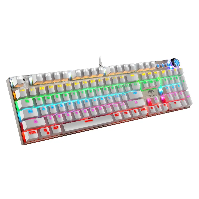 K990 Retro Punk USB Wired Office Gaming Mechanical Keyboard Colorful Backlit Keyboard Metal Wire-drawing for PC Laptop