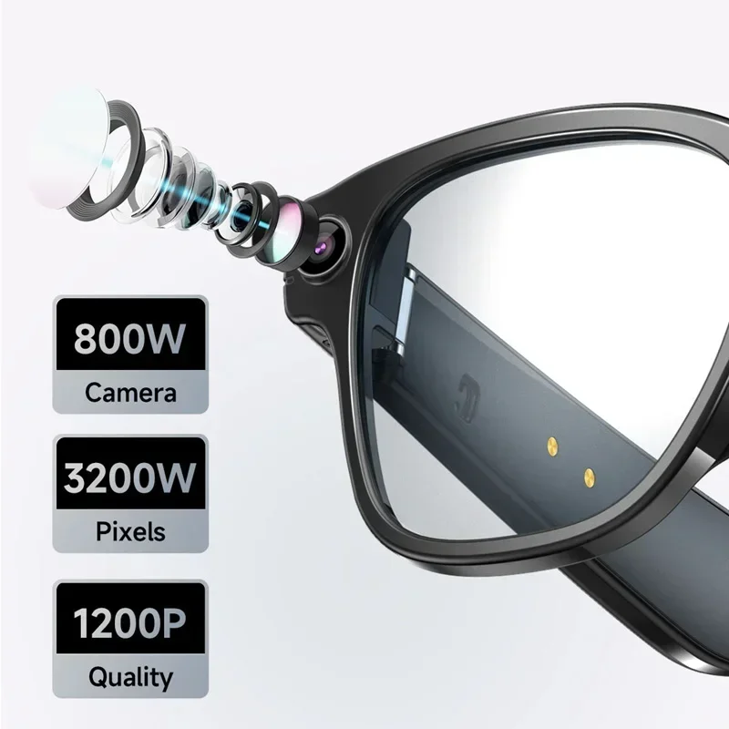 Умные очки Lenovo 8K HD с камерой 100 МП, поддержкой Chat GPT, аккумулятором 260 мАч, Bluetooth-звонками, голосовым помощником и управлением для мужчин (art.: 3920d9cd08623) - 3920d9cd08623