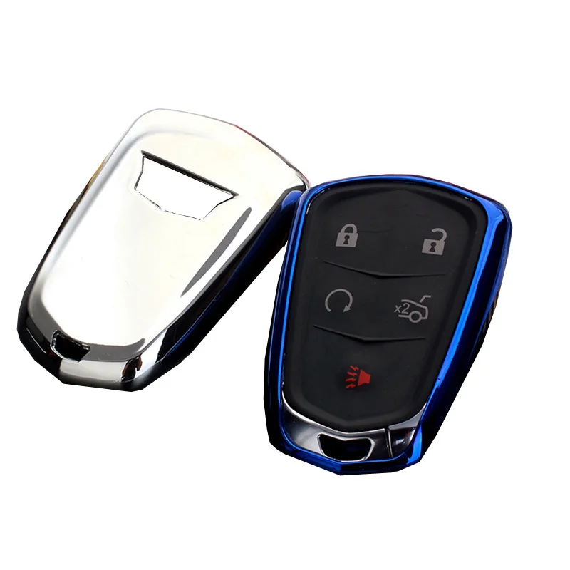 

For Cadillac ATS-L CT6 XTS XT5 CTS SRX ESCALADE Silver Silica Gel Smart Key Case Cover Remote Keys Fob Skin Shell Soft