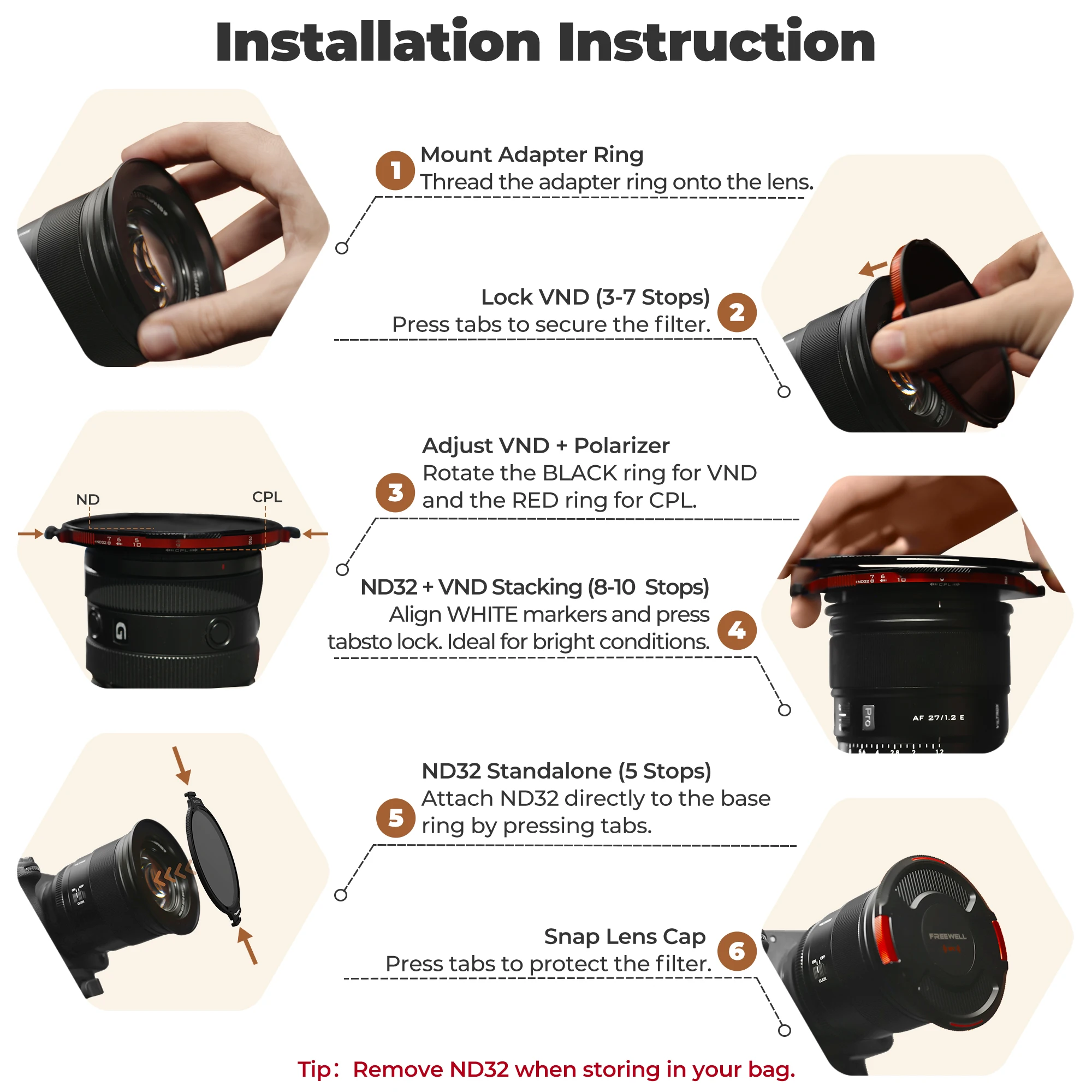 Freewell 82 мм L1 Real Locking Camera Filter All Day Kit — Hybrid VNDCPL 3-10 Stops с фильтрами ND32 Аксессуары для фотосъемки (art.: 3920d08d152fa) - 3920d08d152fa