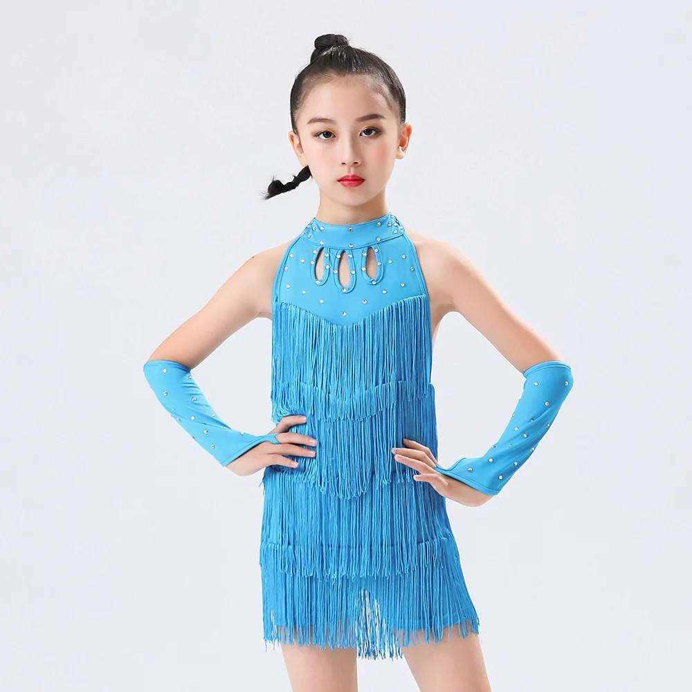 Детский Костюм Для Латинских Танцев С Юбкой Тренировочный Пайетками Студентов