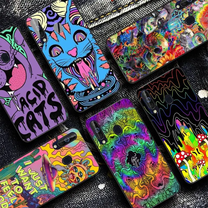 

Colourful Psychedelic Trippy Art Phone Case for Samsung A51 01 50 71 21S 70 10 31 40 30 20E 11 A7 2018