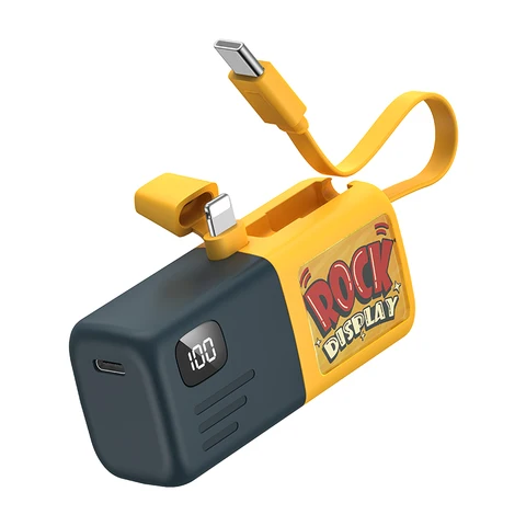 KUULAA Mini Power Bank 5000 мАч Power Bank с быстрой зарядкой и кабелем Type-C Портативное зарядное устройство Externe для iPhone 16 15 14